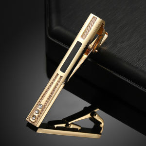New Gold Silver Color Rhinestone Copper Tie Clip Business Party Wedding Jewelry Accessories For Men Gifts