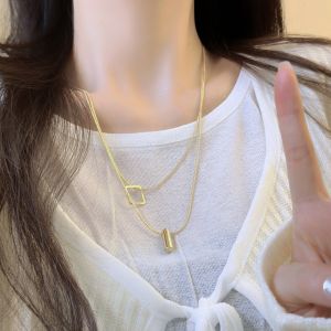 Double Layered Skull Chain Necklace for Women Luxury Minimalist Design Sweater Accessory Trendy Fall Winter New Arrival