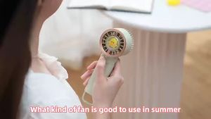 Mini fan Rechargeable USB Fan Cooling Small Fan with Night Light Cartoon Little Yellow Duck Fan Multi-gear Speed Adjustment Handheld Fan
