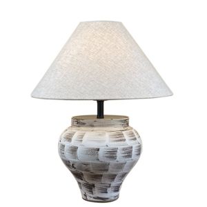 Chinese Retro Zen Style LED Ceramic Wabi-sabi Bedside Lamp Classical Simplicity Home Living Room Bedroom Hotel Creative Decoration Table Lamp Warm Light Fabric Shade 40*49cm (Energy Class A++)