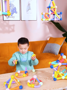💖Free Box🌈137PCS Magnetic Building Blocks Childrens Educational Toys 3D Geometry Learning Sensory Construction Magnetic Sticks Childrens Toys