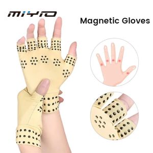 MIYIO 1 Pair Magnetic Therapy Fingerless Gloves Anti Arthritis Pain Relief Compression Therapy Gloves