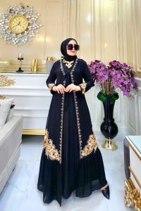 Gamis Abaya Turki terbaruabaya rompi termewahseries warna hitam//Syaki Fashion