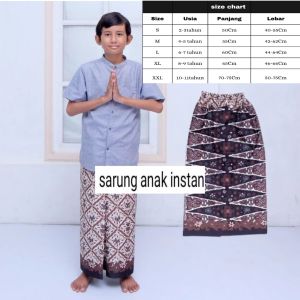 Sarung Gus Iqdam Instan Anak Usia 2Tahun motif Batik pekalongan Model Rok Gaya