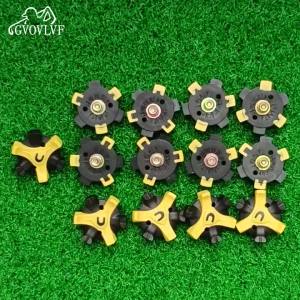 GVOVLVF | Golf Shoe Spike 14-Pack Black and Yellow C-Screw Quick-Fastening Wear-Resistant Durable Spike Remover