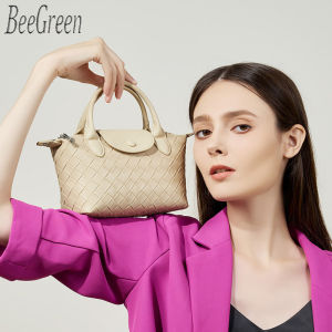 BeeGreen Women Woven Leather Shoulder Bag Fashion Small Dumpling Bag Elegant Handbag Casual Cellphone Bag