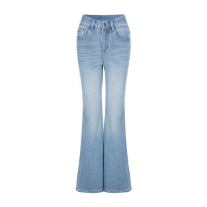 High Waist Four-way Stretch Fleece Lined Flared Jeans