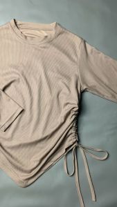 Kaos Wanita Lengan Panjang Srut Samping Kiri Kanan Rib Knit Tebal Adem