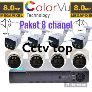 PAKET CCTV 8 CH 8 KAMERA LENZ 8MP COLORVU AUDIO BLUID MIC