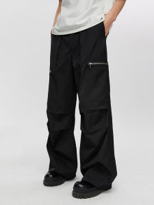 American Style Casual Loose Straight Leg Pants Design Pocket Spring Autumn Slimming Workwear Trousers Polyester Fiber