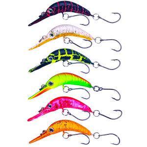6pcs Ultra-Light 5.2cm 2.6g Minnow kit Popper – Micro Fishing Lure with single Hook for Panfish Bass Trout