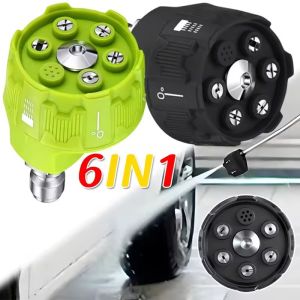 หัวฉีดเครื่องล้างแรงดันสูง6-In-1หลายมุมหมุนรดน้ำล้างหัวฉีด1/4หัวต่อคอมพิวเตอร์อุปกรณ์ปืนล้างรถ