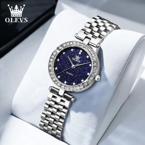 OLEVS Jam Tangan Kasual Fashion Wanita Terbaru 2025 Ori Anti Air Elegant Luxury Tali Stainless Steel Dial Starry Sky Dengan Kotak Arloji