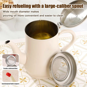 304 Stainless Steel Oil Bottle With Filter Large Capacity Food Grease Mesh Strainer Filter Oil Storage Container Oil Pot Home Use Kitchen Cookware