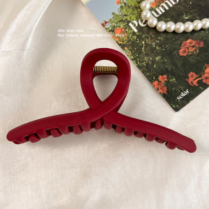 Elegant Large Soft Rubber Hair Clip Shark Clamp Womens Hair Accessories No Damage Hairpins Red Headwear Fashionable Hair Grips