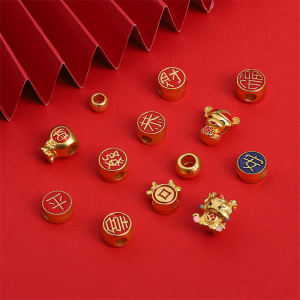 สร้อยข้อมือลูกปัด DIY ทองแดงชุบทอง ลูกปัดรูตรง ลูกปัดหุ้ม สร้อยข้อมือสร้างสรรค์ อุปกรณ์ทำเครื่องประดับ ลูกปัดรูปตัวหยดน้ำ