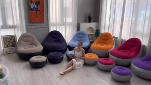 Ghế Sofa Bơm Hơi PVC Mềm Mại Kèm Ghế Đẩu - Ghế Sofa Thư Giãn Gấp Gọn Bơm Hơi Nhanh Thoải Mái Sử Dụng Trong Nhà Và Ngoài Trời Thích Hợp Cho Nhà Và Vườn.
