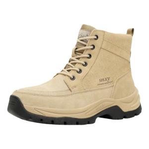 SHIPAILUO | รองเท้าบูทหิมะหนังแท้สำหรับผู้ชาย บุขนแกะ หนา นุ่ม สวมใส่สบาย ป้องกันความหนาวในฤดูหนาว รองเท้าบูทหนังสำหรับผู้ชาย ทรงหัวมน หุ้มข้อสั้น