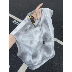 Dyed Breathable Mesh Sleeveless T-Shirt Tank Top