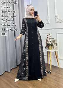 Gamis Tuwil Ori Cap Premium Model Kancing/sleting depan Busui Frendly Bahan Adem & nyaman Di Pakai