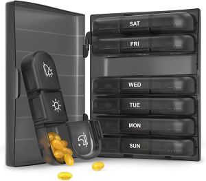 กล่องใส่ยารายสัปดาห์ 3 ครั้งต่อวัน กล่องยาเดินทางแบบพกพา 7 วัน กล่องใส่ยาสําหรับวิตามิน ยา อาหารเสริมและน้ํามันปลา