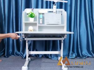bàn học cho bé lumili R22+ bàn học sinh nâng hạ tay quay bàn học chống gù kích thước 80cm bàn học thông minh trẻ em