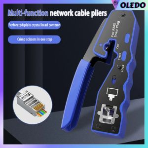 RJ45 RJ11 Pass Through Crimper Tool Crimping Tool for CAT7/CAT6A/CAT6/CAT5 Ethernet Modular Plugs Crimp Tool  For RJ45