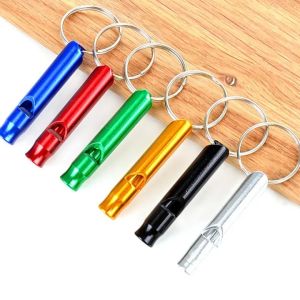Small Aluminum Metal Whistle Tube Keychain Emergency Survival Whistles Pito