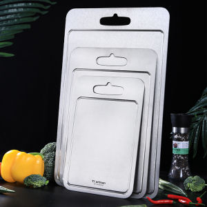Tiartisan 2mm Thickened Pure Titanium Kitchen Cutting Board Outdoor Camping Double-Sided Sturdy Chopping Board With Juice Groove