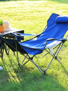 Kursi Lipat Recliner Outdoor 2in1 Extra Panjang Rangka Stainless + Oxford Beban 150kg Berat 3.2kg