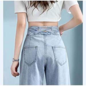 Celana Panjang Higwaist Korean Jeans J23 Belakang Silang Katun