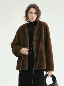 COCO BELLA | Womens Eco-Friendly Faux Mink Coat with PU Belt