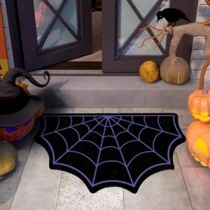 VIKAMA Tím Mạng Nhện Halloween Bát Thảm Cửa Chống Trơn Trượt Trong Nhà Ngoài Trời Hiên Nhà Lối Vào Trang Trí Nhà Máy Làm Bằng Polyester