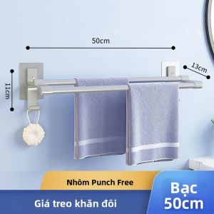 Giá Treo Khăn Tự Dính Hai Lớp Không Cần Khoan Thanh Treo Nhà Tắm Bằng Hợp Kim Nhôm Giá Treo Khăn Tắm Cho Phòng Tắm Nhà Vệ Sinh