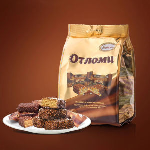 Akonter Caramel Wafer Chocolate Biscuit Cookie Snack Imported from Russia Net Content 260g Bagged Packaging