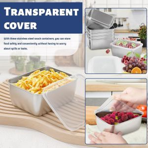 Stainless Steel fresh- keeping container with cover refrigerator refrigerating container packing box garnish box