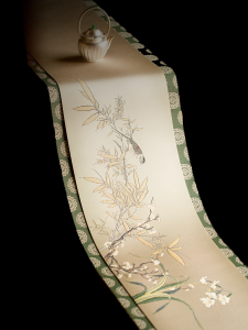 New Style Silk Brocade Tea Ceremony Table Flag Double Sided Dual Color Long Length Chinese Traditional Tea Way Mat Home Decor