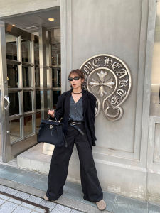 Slimming Wide Leg Pants Loose Straight Casual Trousers for Women Spring New Style Comfortable Loose Fit High Waist Cotton Blend