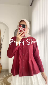 POPPY SHIRT - FLOTTILICIOUS / Atasan Wanita Katun Polos Cantik Casual Outfit Kantor Style Terbaru Kekinian Hits