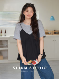 Two-in-One T-shirt for Apple Body Type Concealing Loose Fit