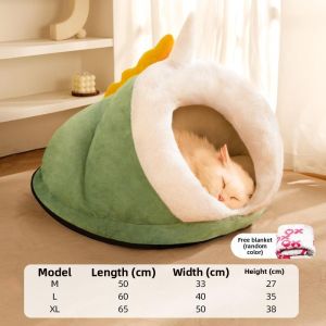 MONLEYTA | Warm Snuggly Cat Bed Quilted Pet Nest Winter Half-Closed Style All-Season Universal Dog House For Kittens And Small Puppies