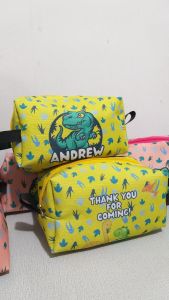 Customized Personalized Birthday Durable Dinosaur theme Hand Bags for Kids perfect for Birthdays Hygiene Kit Toy bags School.kit etc