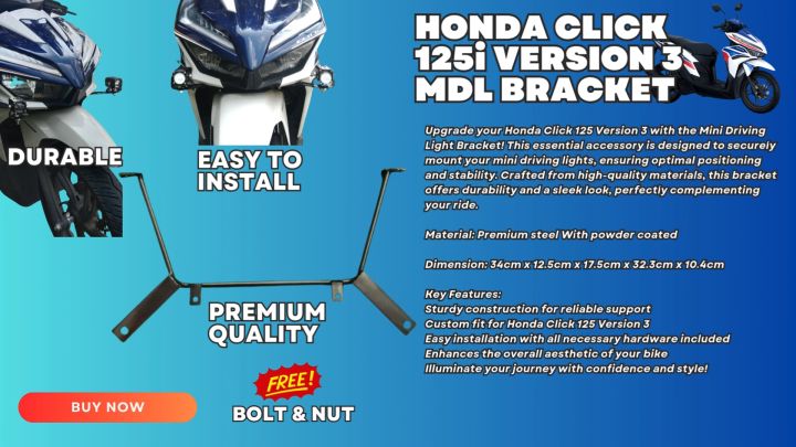 MOTORCYCLE BRACKET HONDA CLICK 125i VERSION 3 (V3) MINI DRIVING LIGHT ...