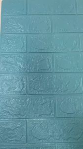 HT Wallpaper Sticker Foam Bata 3D Biru Muda Ice Blue Premium Wall Paper Stiker Dinding