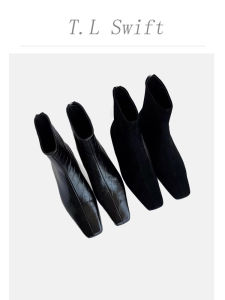 Pure Original Comfortable Slim Martin Boots Womens Short Chelsea Boots Leather Upper Low Heel Spring Autumn Seasonal