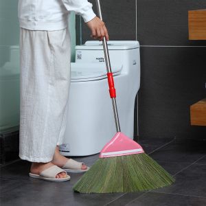 Natural Wheat Straw Broom Three Section Manager Sweeping Soft Bristle Floor Easy to Sweep Hair Wooden Floor Broom Hair