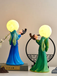 New Chinese Style Green Lady Figurine Living Room Decorative Accessories Moving Gift Resin Material Traditional Cultural Creative