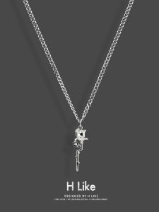 Versatile 3D Rose Flower Titanium Steel Cold Tone French Romantic Diamond Lockbone Chain Birthday Gift Pendant Necklace