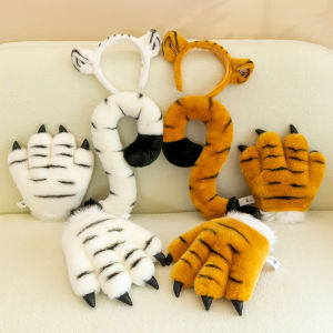 JIFANPAUL | White Tiger Tail Claw Plush Toy Performance Gloves