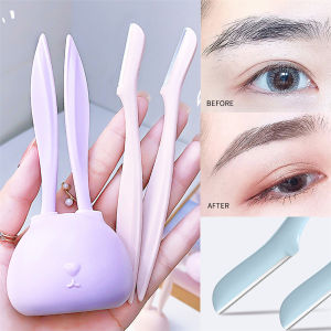 Máy Tỉa Lông Mày Thiết Kế Hình Thỏ Dễ Thương 2 Cái/bộ Máy Cạo Lông Mặt Dao Tỉa Lông Mày Môi Bộ Dụng Cụ Trang Điểm Làm Đẹp